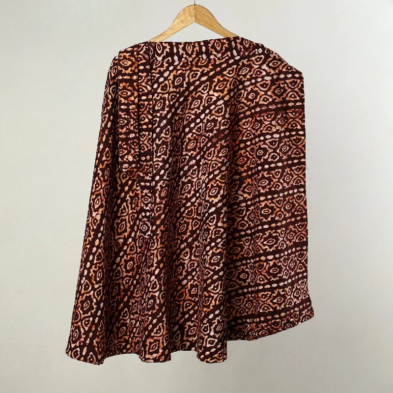 Brown - Hand Batik Printed Cotton Wrap Around Skirt 19