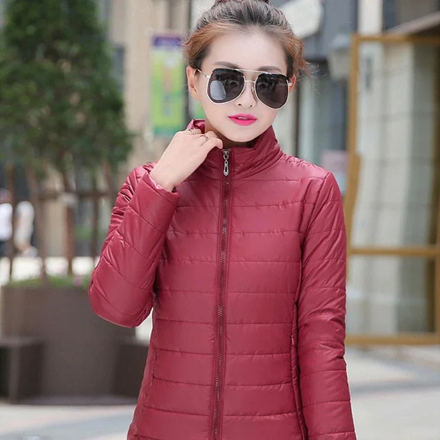 2018 women winter jacket ultra light candy color spring coat female short parka cotton outerwear jaqueta feminina