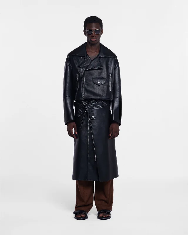 Ross - Regenerated Leather Biker Coat - Black