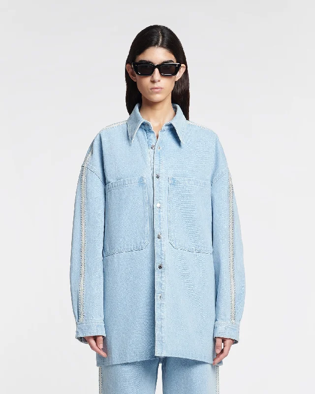 Beaux - Crochet-Trimmed Denim Shirt - Eco Bleach