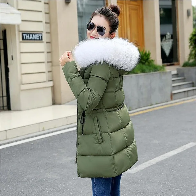 Winter Jacket Women New 2018 Coats Artificial raccoon hair collar Female Parka black Thick Cotton Padded Lining Ladies S-3XXXL