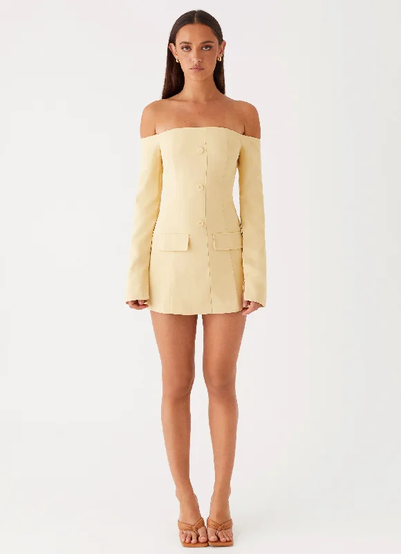 Dominique Blazer Mini Dress - Yellow