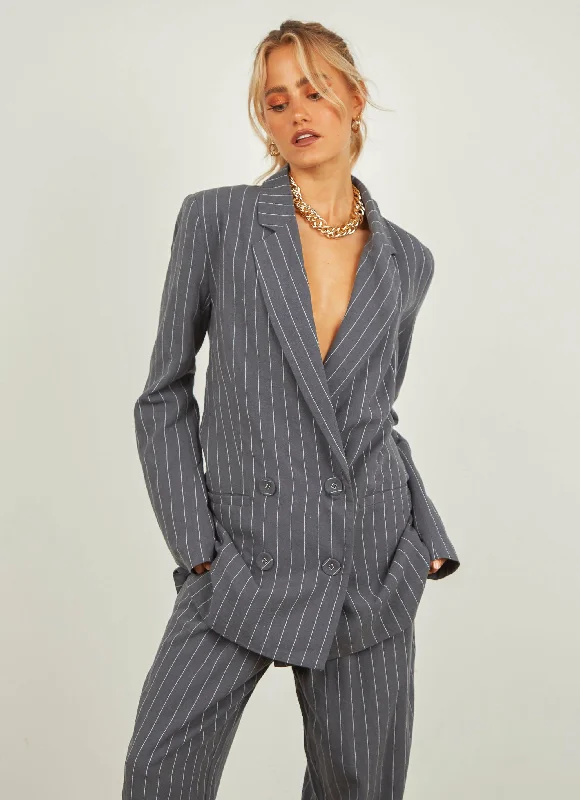 Finley Pinstripe Blazer - Navy Pinstripe