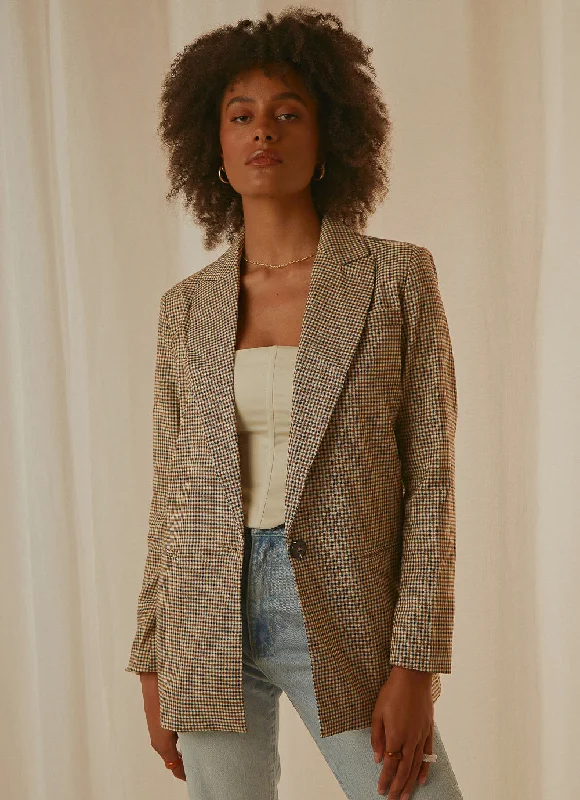 Kiva Blazer - Brown Check