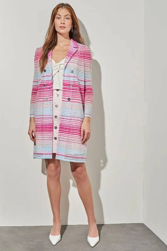 Longline Jacket - Sheer Striped Soft Knit