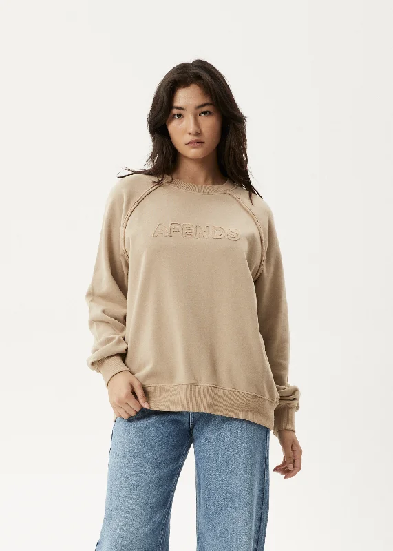 AFENDS Womens Cutback - Raglan Crewneck - Taupe