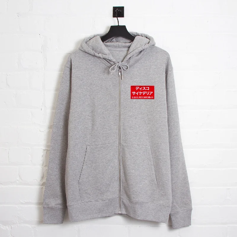 Red Disco Psychedelia Crest - Zipped Hood - Grey