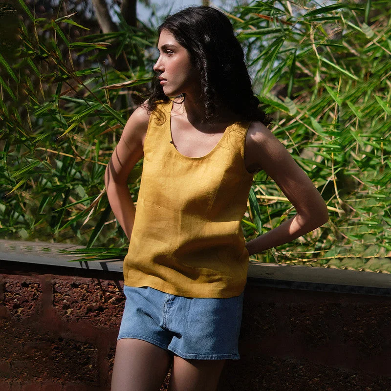 Linen Tank Top For Women | Mustard