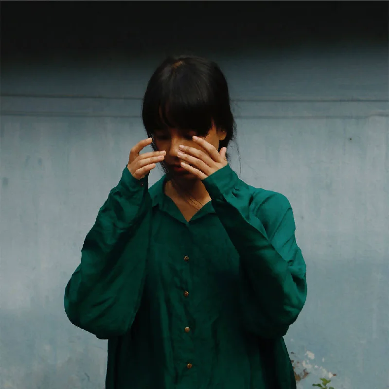 Handwoven Mulberry Silk Oversized Shirt | Green