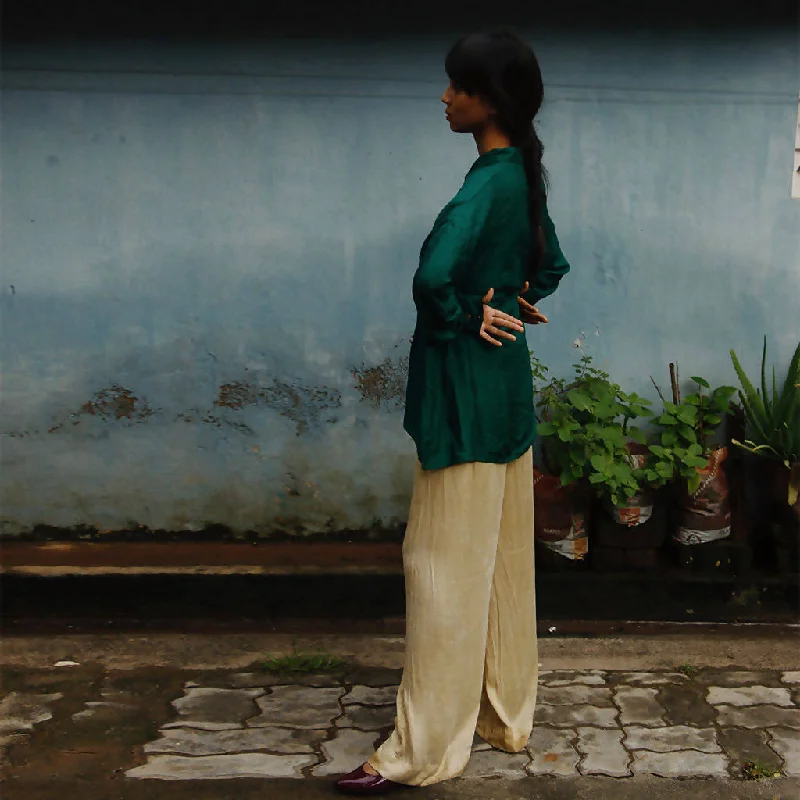 Handwoven Mulberry Silk Oversized Shirt | Green