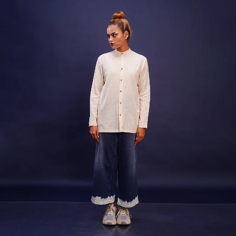 Kala Cotton Shirt For Women | High-Low Hem | Off-White