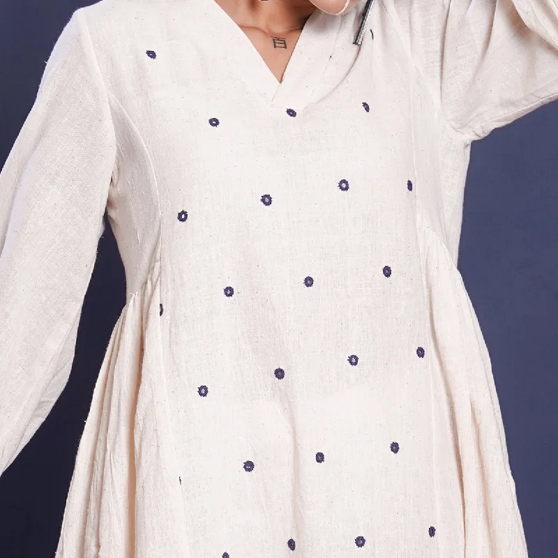 White Dress For Women | Kala Cotton | Mirror Work