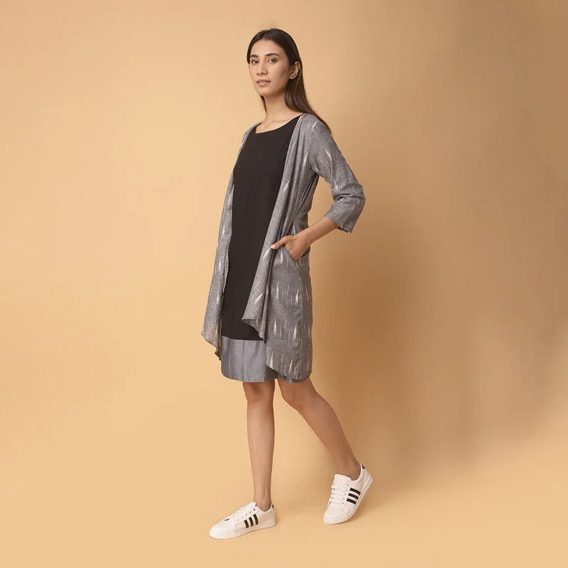 Cotton Ikat Shrug for Women |Grey