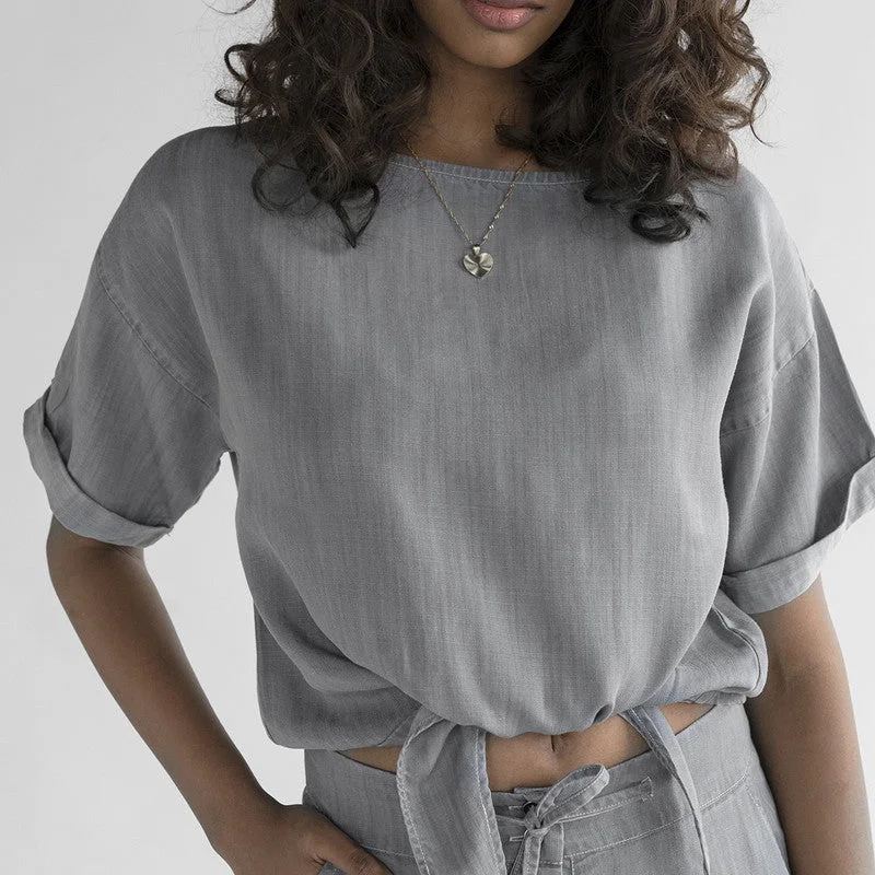 Tencel Crop Top | Stone Grey