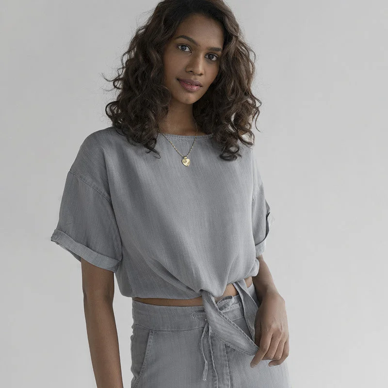 Tencel Crop Top | Stone Grey