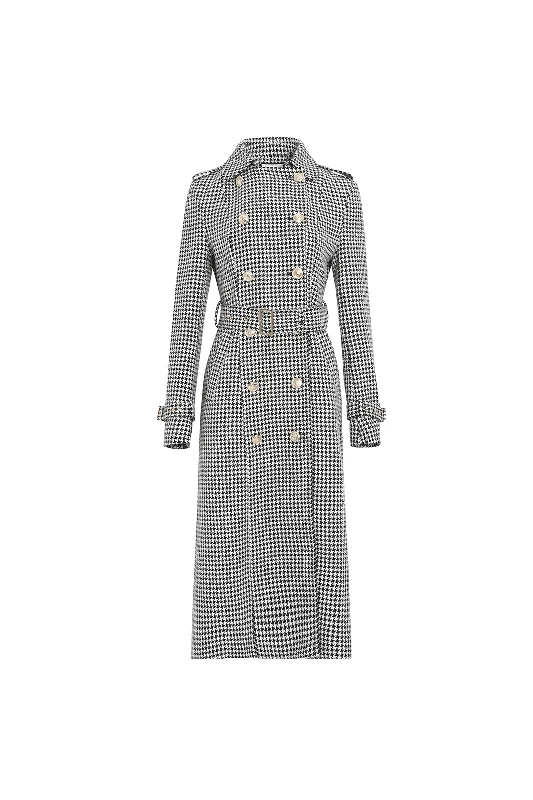 Retro long sleeve coat | Houndstooth long sleeve coat | Street style long-sleeved coat