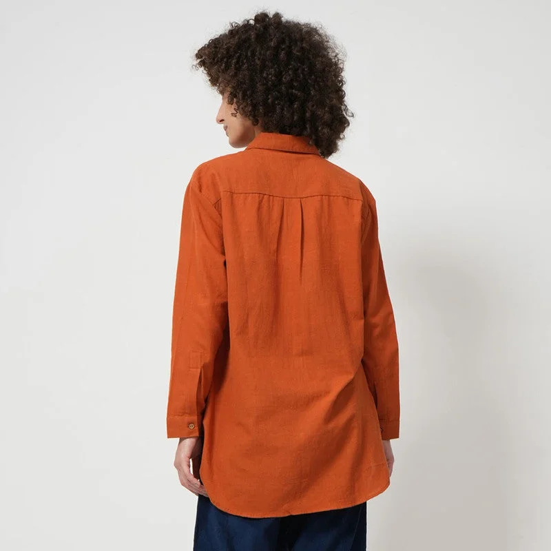 Cotton Shirt for Women | Drop Shoulder | Orange