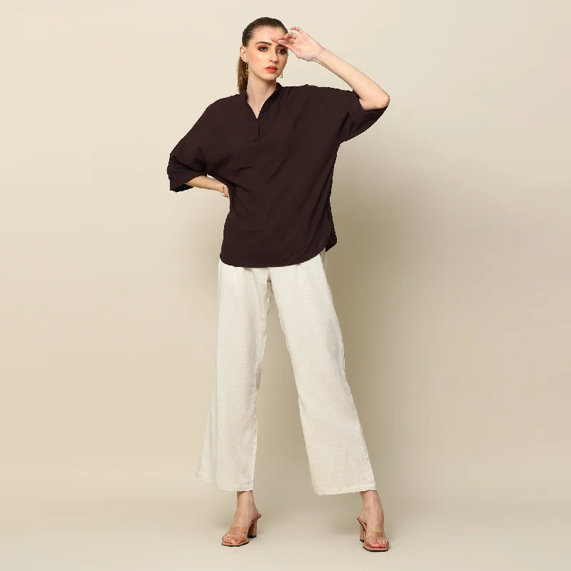 Cotton Slub Kimono Top | Coffee