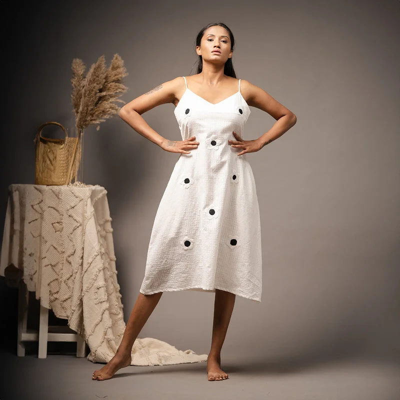 White Cotton Dress for Women | Hand Applique