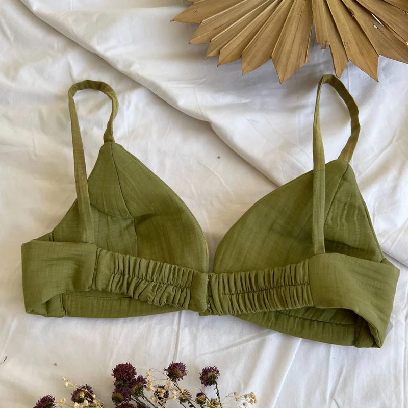 Cotton Chanderi Bustier Top | Green