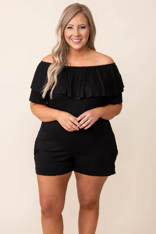 Never Really Over Romper, Black