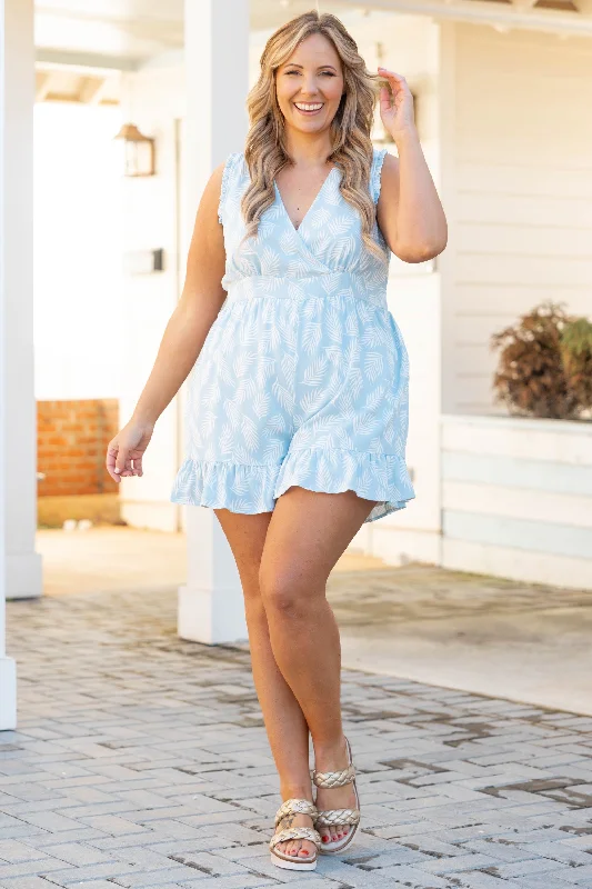 Tangled Up In Blue Romper, Baby Blue