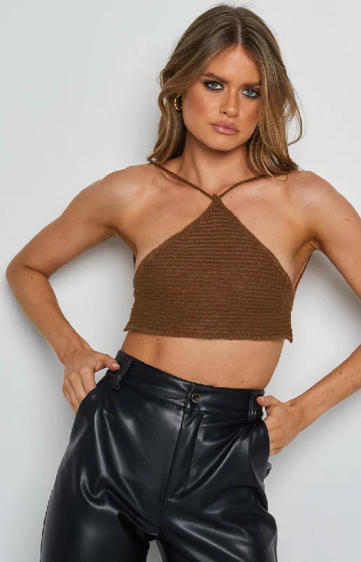 Aleya Crochet Top Brown