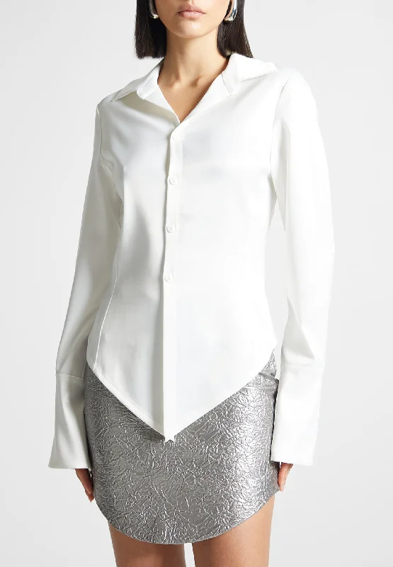 Angled Satin Shirt - White