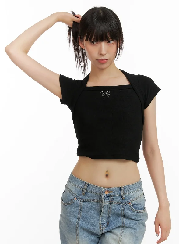 Beaded Ribbon Crop Top CU424