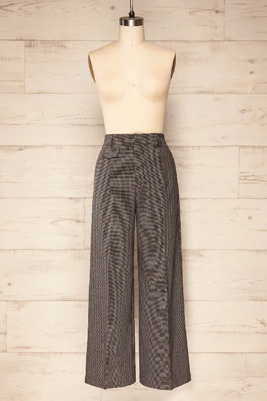 Bjork Black | Plaid High-Waisted Straight Leg Pants