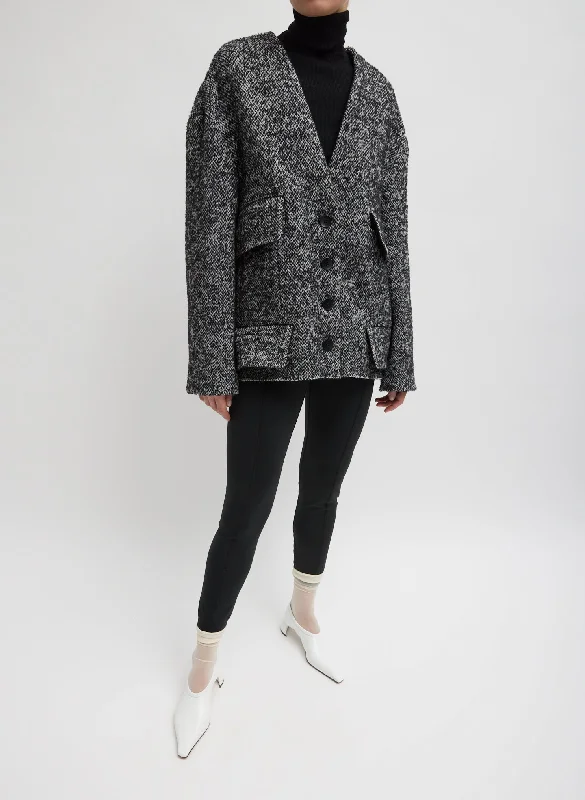 Boucle Tweed Cardigan Coat