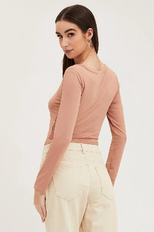 brown-crop-top-smooth-long-sleeve-scoop-neck-bwj5118-84nb