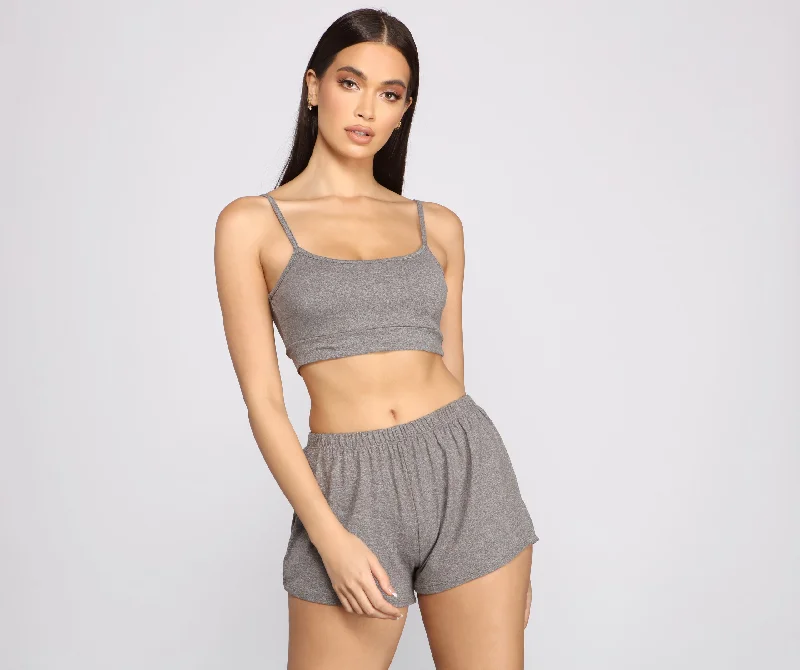 Catching Cozy Vibes Cropped Pajama Tank