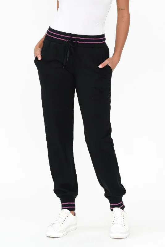 Claude Black Cotton Blend Drawstring Pants