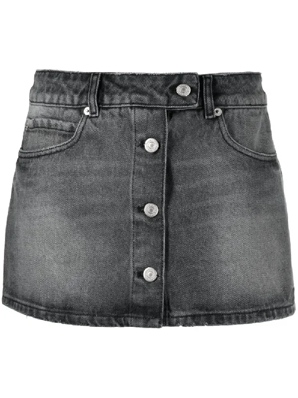 Trucker Black Denim Mini Skirt