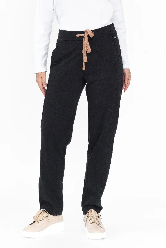 Dalton Black Cotton Track Pants