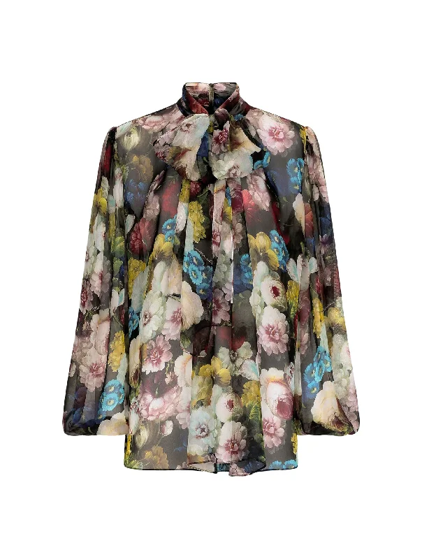 CHIFFON SHIRT WITH NIGHT FLOWER PRINT