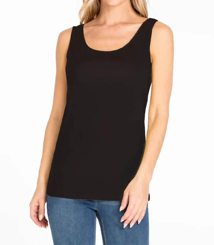 Double Scoop Tank Top In Black