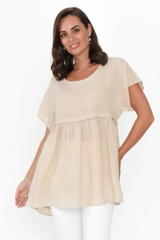 Elden Beige Linen Top