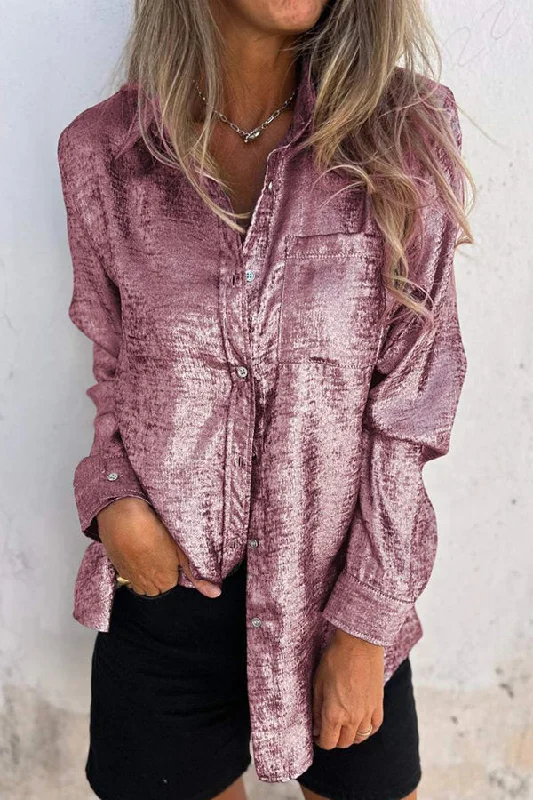 first-and-fabulous-metallic-fabric-button-up-long-sleeve-loose-blouse