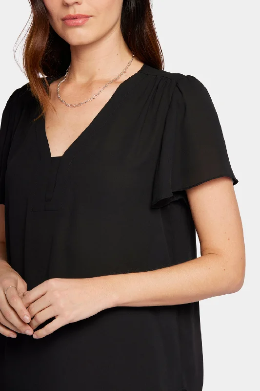 flounce-sleeve-blouse-black