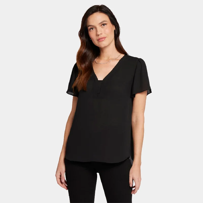 flounce-sleeve-blouse-black