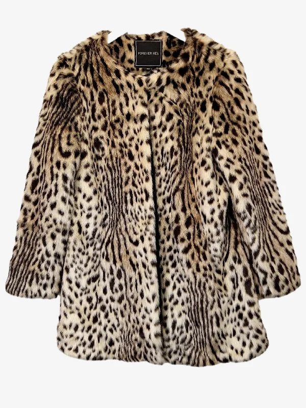 Forever New Stylish Faux Fur Leopard Coat Size 12