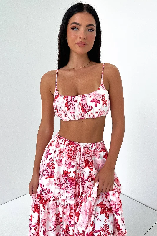 Kei Crop - Pink / Red Floral