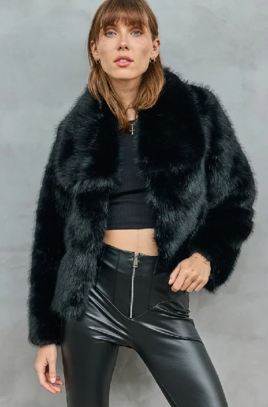 Lacey Black Faux Fur Coat