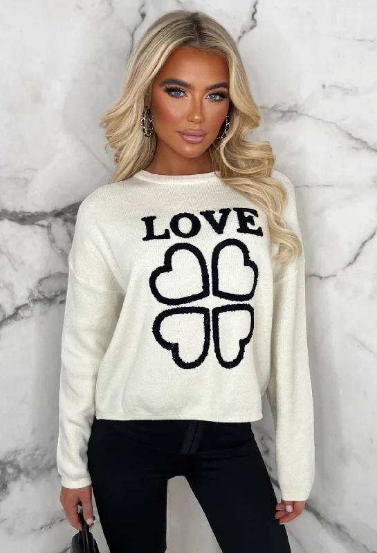 Love Note Cream Love Embroidered Knit Jumper Limited Edition