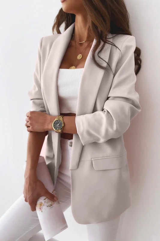 Maxine Cream Ruched Sleeve Blazer