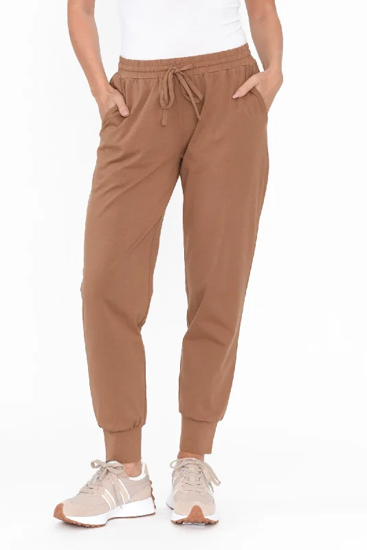 Mocha Cotton Everyday Tie Pants