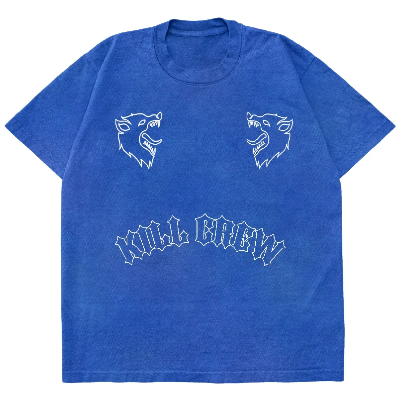 OVERSIZED ""TWO WOLVES"" T-SHIRT - BLUE