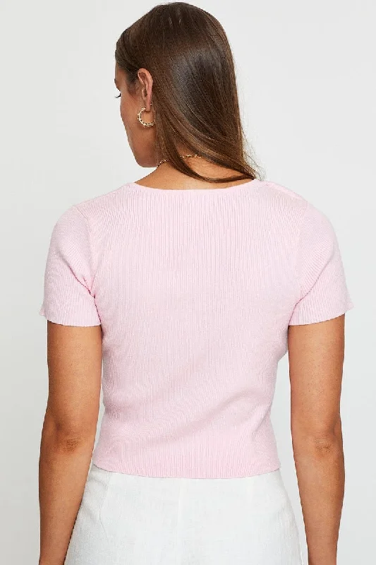 pink-knit-top-short-sleeve-cut-out-kn1527-40pb